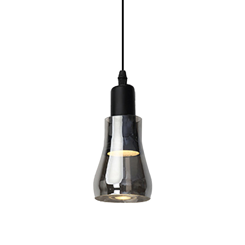 Modern Glass Pendant Lamp - White/Black Bowl Cone Or Saucer Design Led Ceiling Light In White/Warm