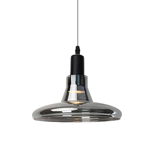 Modern Glass Pendant Lamp - White/Black Bowl Cone Or Saucer Design Led Ceiling Light In White/Warm