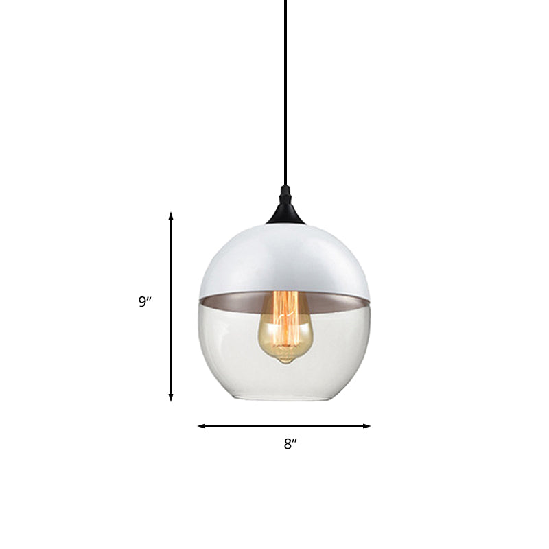 Modern 1-Light Glass Suspension Pendant In White/Black - 5/7/8 Wide Drum/Cylinder/Jar Clear/Yellow