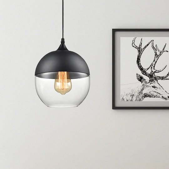 Modern 1-Light Glass Suspension Pendant In White/Black - 5/7/8 Wide Drum/Cylinder/Jar Clear/Yellow