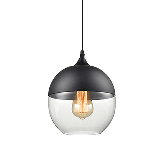 Modern 1-Light Glass Suspension Pendant In White/Black - 5/7/8 Wide Drum/Cylinder/Jar Clear/Yellow