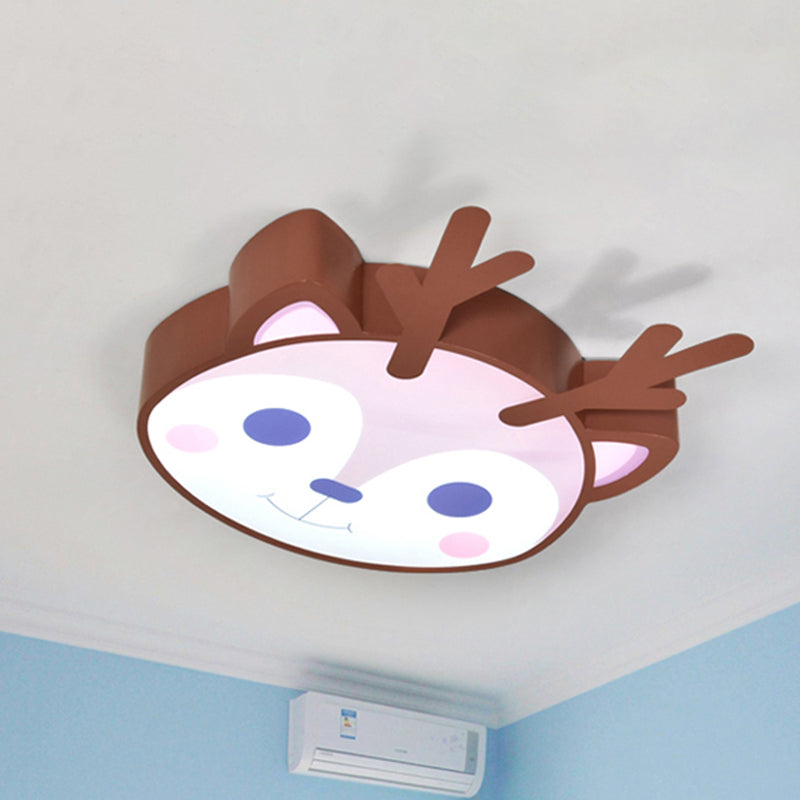 Sleek Sika Deer Flush Mount Ceiling Light - Perfect For Child’s Bedroom Brown