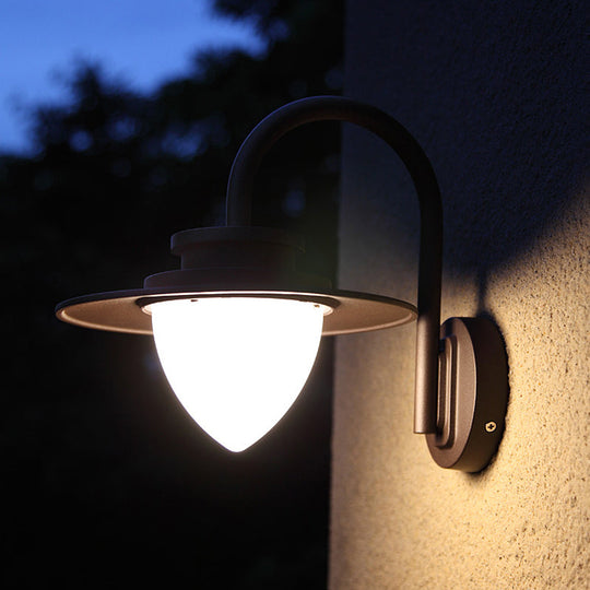 Minimalist Led Wall Sconce With Black Metal Gooseneck Arm - Strawberry Garden Mount Light