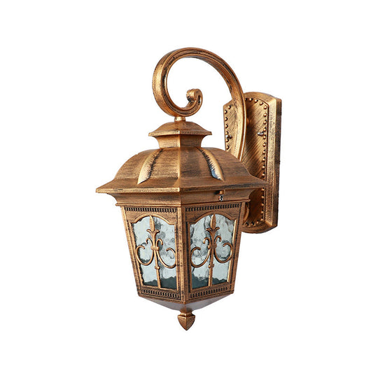 Outdoor Solar Wall Sconce - Lantern Shaped Led Lamp Fixture With Traditional Clear Glass Design