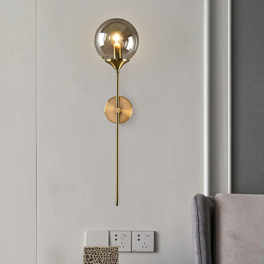 Modern Glass Wall Mount Lamp: Sleek Brass Sconce Light With Pencil Arm