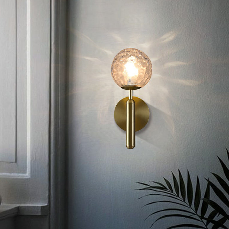 Modern Glass Ball Wall Mount Light With Brass Finish Perfect Sconce Lamp For Living Room