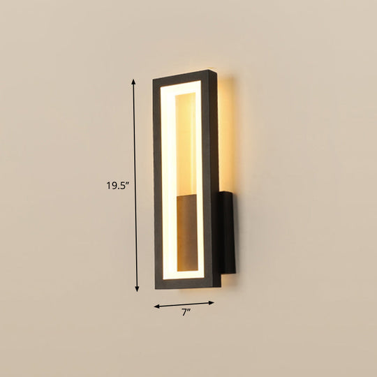 Sleek Rectangle Led Wall Sconce Minimalist Metal Foyer Mount Light Black / 7 Third Gear