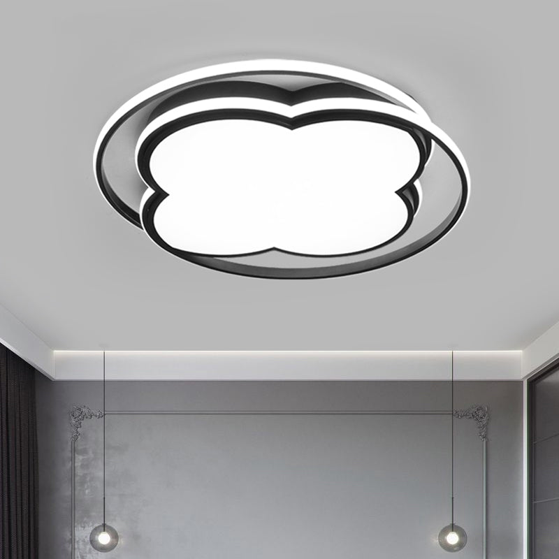 Modern Black Floral Led Ceiling Lamp For Minimalistic Bedroom Lighting