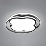 Modern Black Floral Led Ceiling Lamp For Minimalistic Bedroom Lighting / 24.5