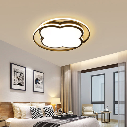 Modern Black Floral Led Ceiling Lamp For Minimalistic Bedroom Lighting
