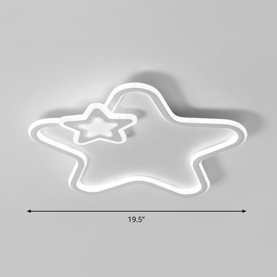 Kids Cartoon Star Led Ceiling Light Fixture - Acrylic Flushmount For Bedroom White /