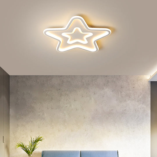 Simplistic Acrylic Star Led Flush Mount Lamp With Gold Finish - Ideal Ceiling Light For Childs Room