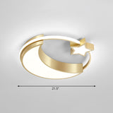 Golden Moon And Star Led Flush Mount: Nordic Acrylic Ceiling Light For Nursery Gold / 21.5 White