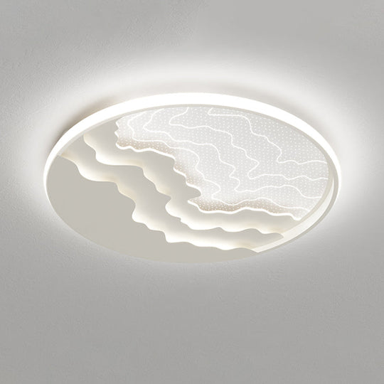 Modern Led Ceiling Light: Wavy Acrylic Flush Mount Lamp For Bedroom White / 16.5’