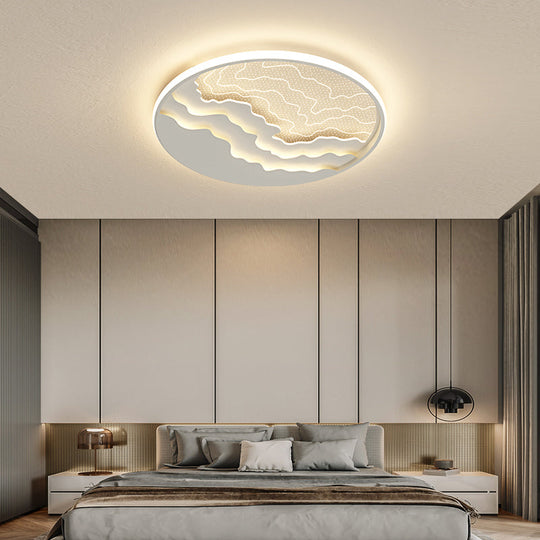 Modern Led Ceiling Light: Wavy Acrylic Flush Mount Lamp For Bedroom White / 16.5 Remote Control