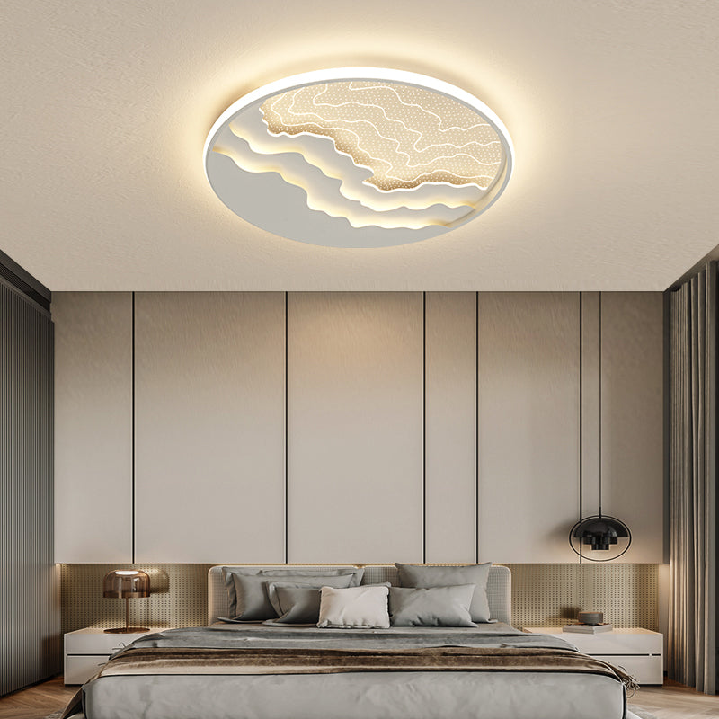 Modern Led Ceiling Light: Wavy Acrylic Flush Mount Lamp For Bedroom White / 16.5’ Remote Control