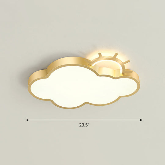 Sunrise Cartoon Led Flushmount Ceiling Light For Kids Bedroom Gold / Remote Control Stepless