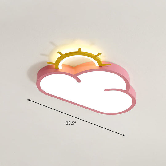 Sunrise Cartoon Led Flushmount Ceiling Light For Kids Bedroom Pink / Remote Control Stepless