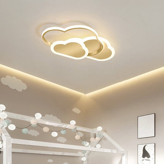 Cloudy Kids Led Bedroom Ceiling Light: Acrylic Flush Mount Fixture