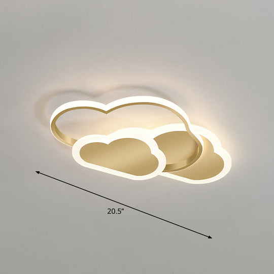 Cloudy Kids Led Bedroom Ceiling Light: Acrylic Flush Mount Fixture Gold / 20.5’ Warm
