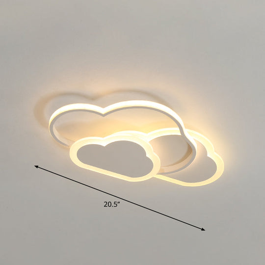 Cloudy Kids Led Bedroom Ceiling Light: Acrylic Flush Mount Fixture White / 20.5’ Warm