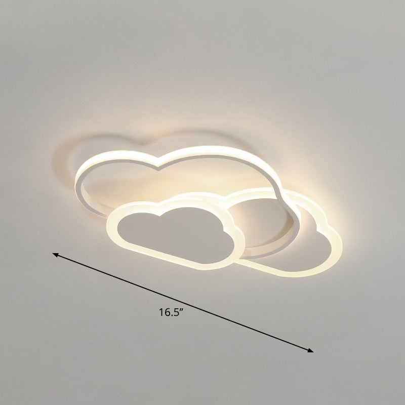 Cloudy Kids Led Bedroom Ceiling Light: Acrylic Flush Mount Fixture White / 16.5 Warm