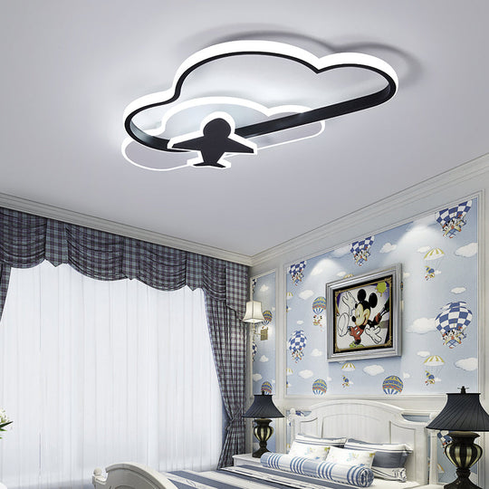 Modern Black - White Geometric Led Flush Ceiling Light For Bedroom