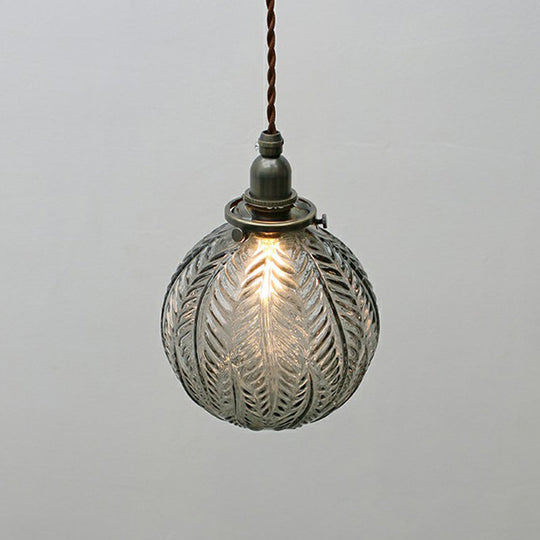Nordic Glass Orb Mini Pendant Lighting - Textured Finish Sleek Black Design Ideal For Bedroom