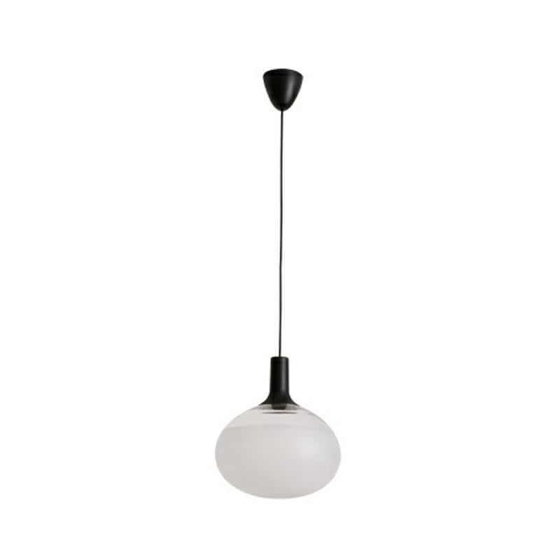 Modern Black Glass Hanging Lamp - Elliptical Suspended Lighting Fixture For Restaurants White