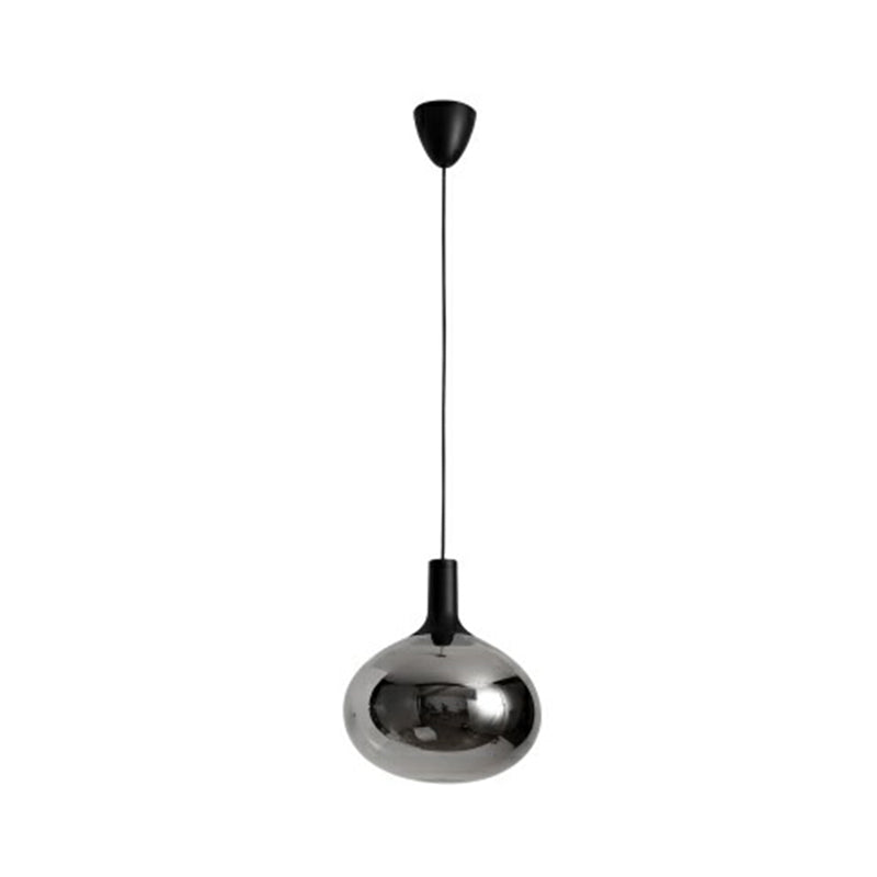 Modern Black Glass Hanging Lamp - Elliptical Suspended Lighting Fixture For Restaurants Smoke Gray