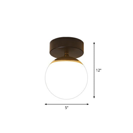 Black Glass Flushmount Ceiling Light Fixture With Sphere Design And 1 Bulb For Aisle /