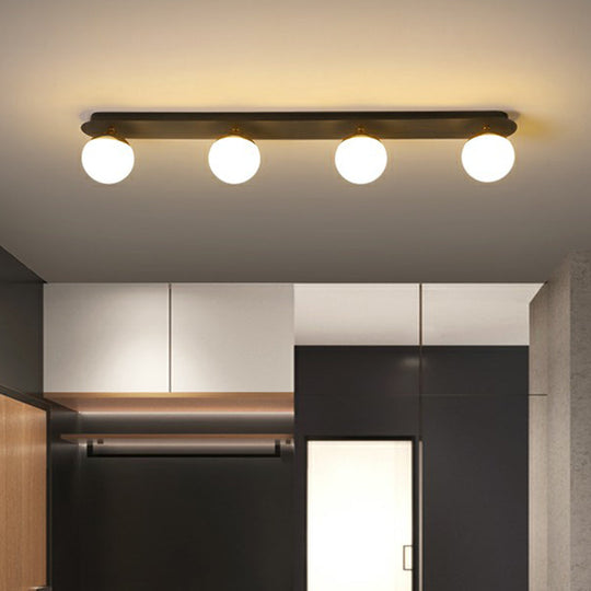 Black Glass Flushmount Ceiling Light Fixture With Sphere Design And 1 Bulb For Aisle