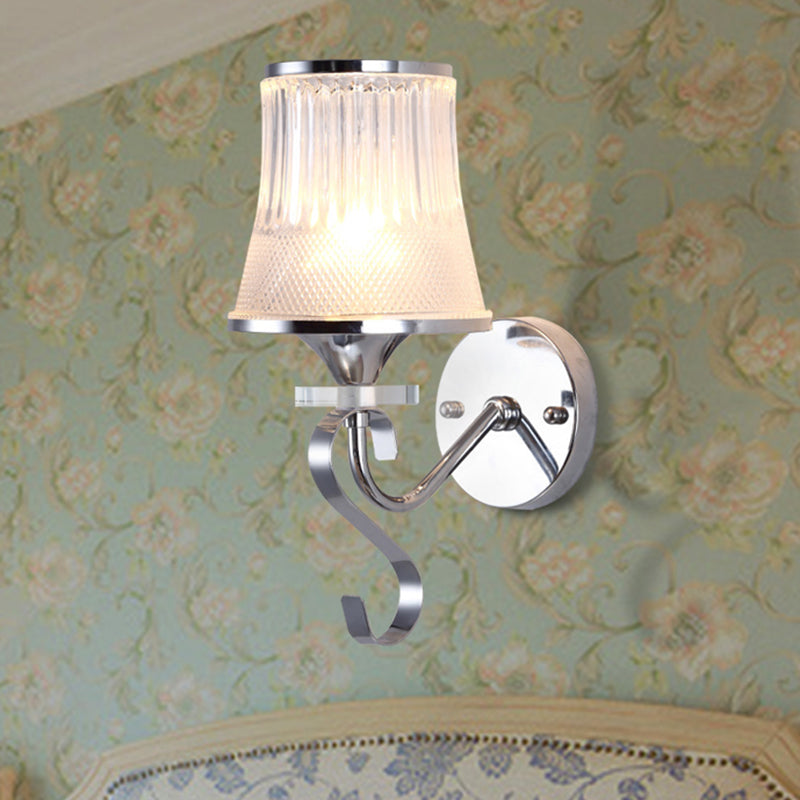 Frosted Glass Bell Wall Sconce - Modern Chrome Lighting For Bedroom