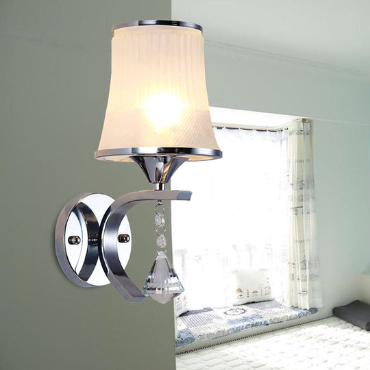 Frosted Glass Bell Wall Sconce - Modern Chrome Lighting For Bedroom