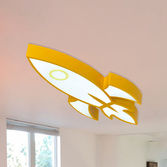 Contemporary Space Themed Ceiling Light For Childs Bedroom - Acrylic Mount Yellow
