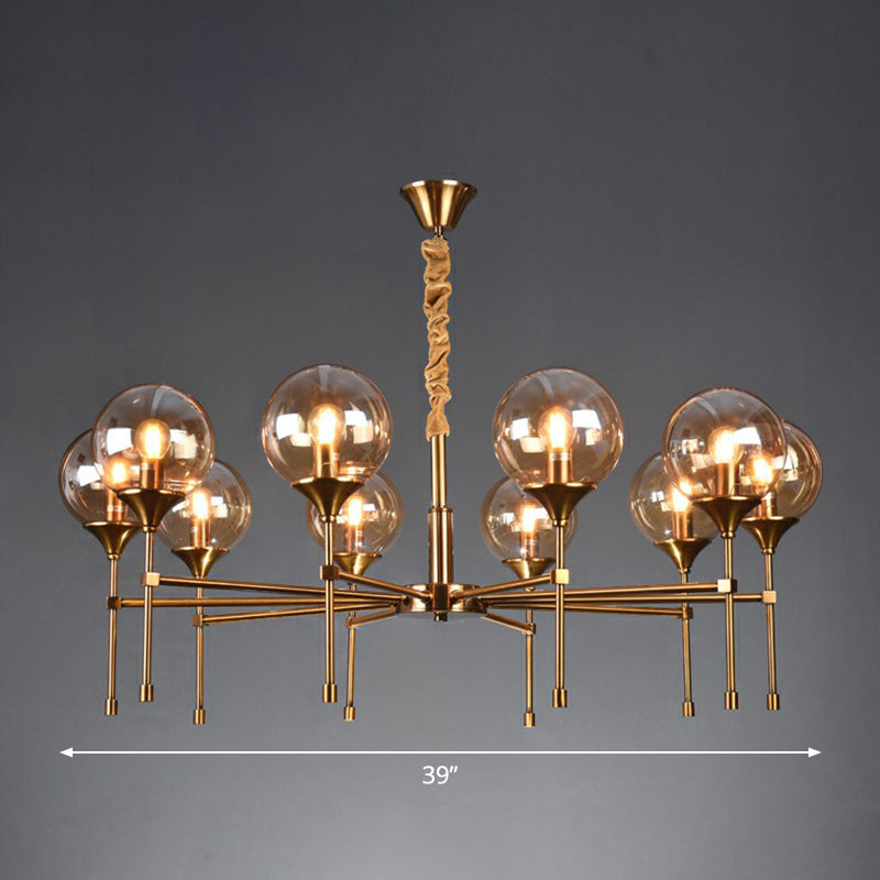 Modern Ball Up Chandelier: Elegant Glass Suspension Light Fixture For Dining Room In Brass 10 /