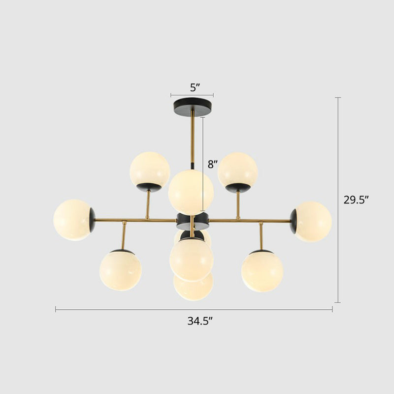 Sleek Black-Brass Spherical Chandelier – Nordic Glass Ceiling Suspension Lamp For Dining Room 10