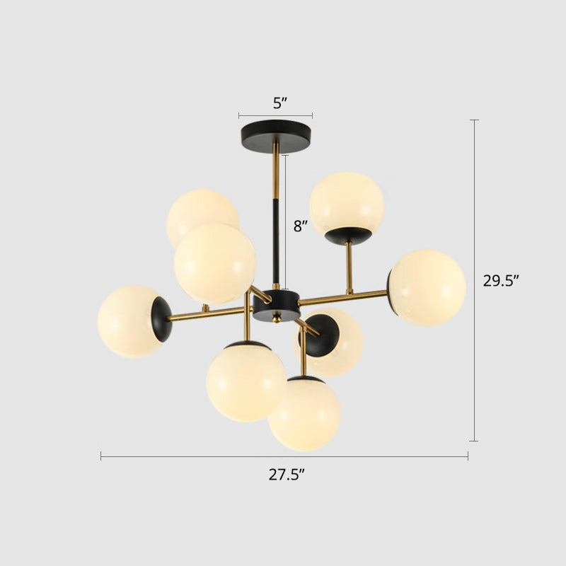 Sleek Black-Brass Spherical Chandelier – Nordic Glass Ceiling Suspension Lamp For Dining Room 8 /
