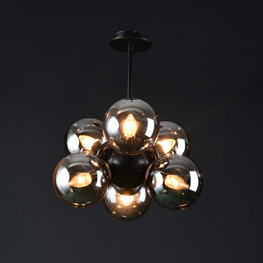 Nordic Glass Pendant Chandelier - 6 Bulbs Black Perfect For Bedroom
