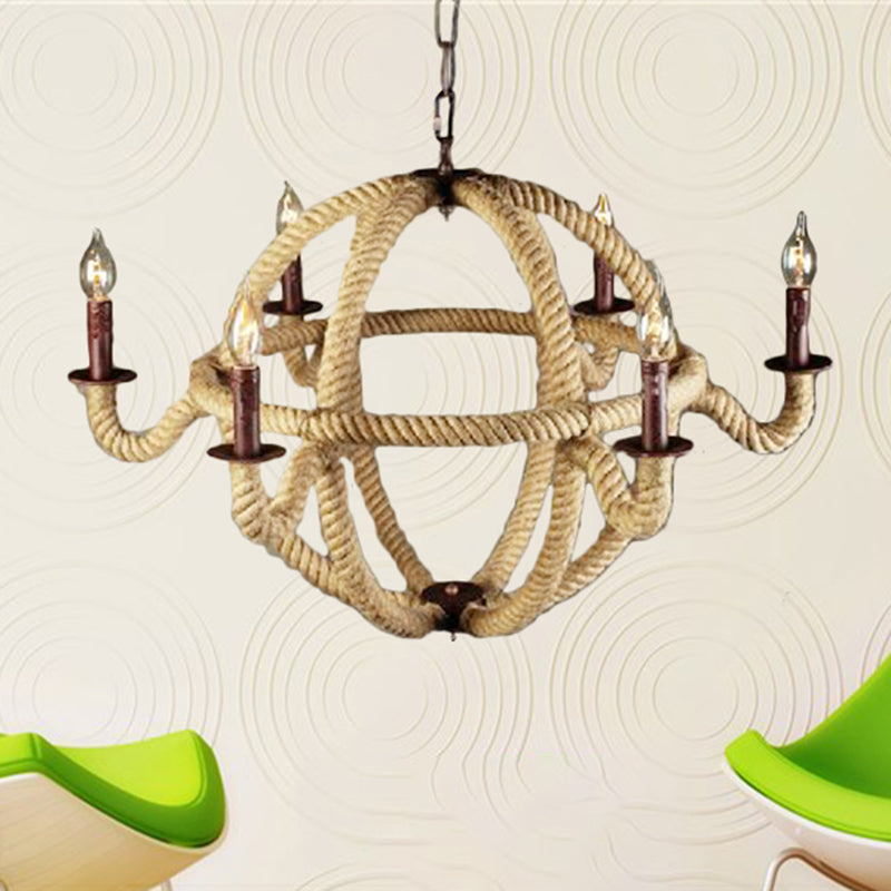 Spherical Chandelier Light Fixture With Rustic Black Finish - Antique Metal Multi-Light Farmhouse