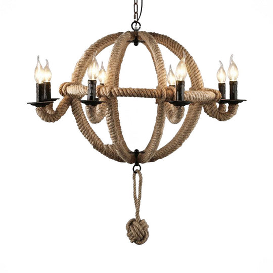 Spherical Chandelier Light Fixture With Rustic Black Finish - Antique Metal Multi-Light Farmhouse