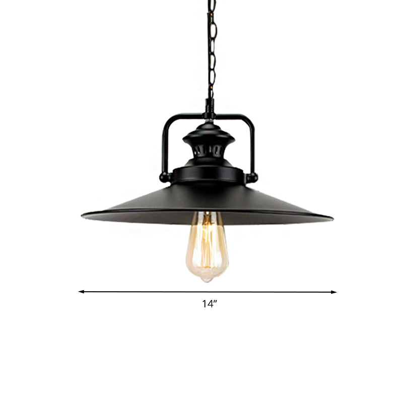 10’/14’ Flared Metallic Pendant Light In Black - Ideal For Industrial Loft And Study Room