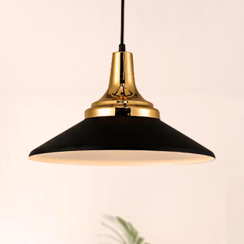 Conic Metal Pendant Lighting - Nordic Style 1 Light Black/White 9.5’/14’ Width Black / 14’