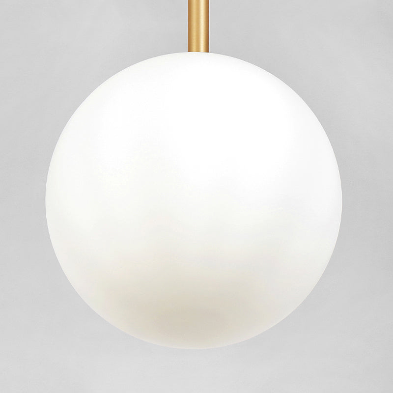 Opaline Glass Minimalist Pendant Ball Bedside Light Brass Suspension - 1-Light