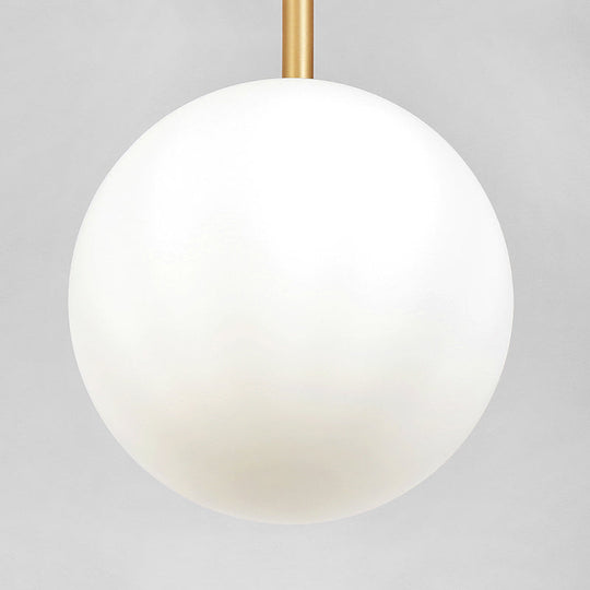 Opaline Glass Minimalist Pendant Ball Bedside Light Brass Suspension - 1-Light