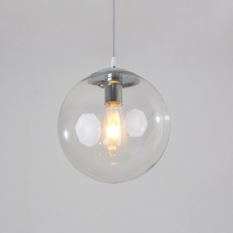 Minimalist 1-Head Glass Pendant Lamp For Restaurants With Sphere Shade Clear / 12’