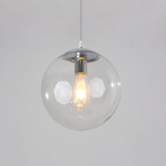 Minimalist 1-Head Glass Pendant Lamp For Restaurants With Sphere Shade Clear / 12’