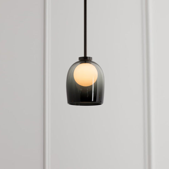 Minimalist Black Glass Pendant Lighting - Bell And Ball Design | Ideal Hanging Lamp For Dining Room