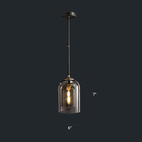 Nordic Glass Dome Pendant Light - 2-Shade 1-Light Bedside Fixture Smoke Gray / Downrods