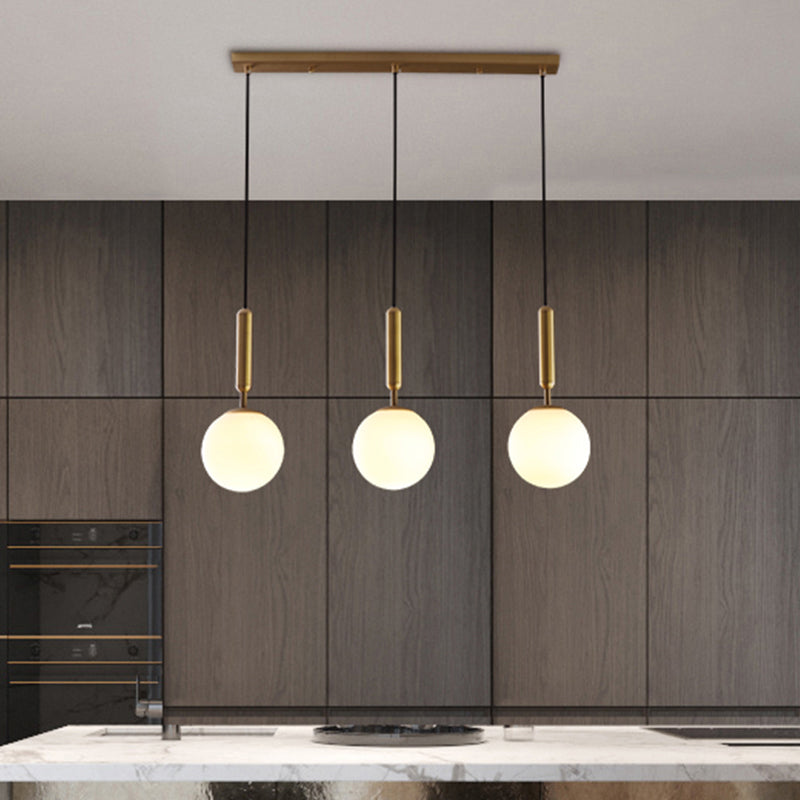 Sleek Brass Ball Pendant Light For Open Kitchen Simplicity Glass Ceiling Fixture 3 / White